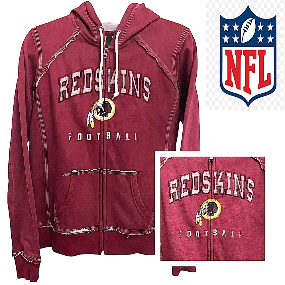 NFL Team Apparel Womens Washington Redskins Football  Hooded Zip Up Jacket M